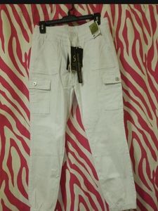 White Jean Joggers